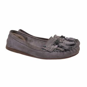 FRYE Women's Alex Suede Tassel Driving Moccasin Loafer Tan/Taupe Size 7.5M